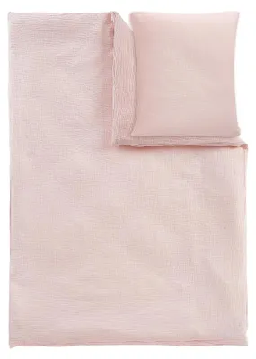 Image de Alavya Home Parure de Lit Cosy en Coton Muslin Biologique Rose - 2 Pièces : Housse de Couette 100x135 cm et Taie d'Oreiller 40x60 cm -  GOTS