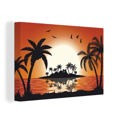 Produktbild von OneMillionCanvasses® - Leinwandbilder - 150x100 cm, Insel - Meer - Sonne - Palme, Wandbilder Kunstdruck Wanddekoration