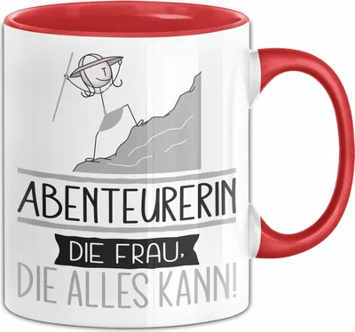 Produktbild von Abenteurerin Geschenk Tasse Becher Die Frau Die Allen Kann Geschenkidee für eine Abenteurerin Lustig (Rot)