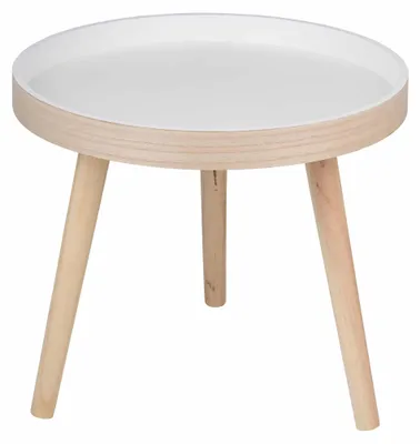 Produktbild von Beistelltisch rund Ø 40 cm Höhe 36 cm, Tisch mit 3 Beinen aus Holz, weiß