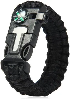 Produktbild von CHPN – Survival-Armband – Paracorn – Armband mit Kompass – Camping-Armband – 5-in-1 – Magnesiumstab – Kompass – Paracord – Schwarz – Einheitsgröße