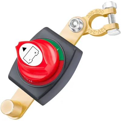 Produktbild von Auto Batterie Trennschalter - 12V/24V - Automatischer Stromunterbrecher - Schutz vor Kriechstrom und Batterieentladung - Universal Batteriepolschalter - 180¡ã verstellbar