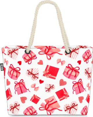 Produktbild von VOID Valentinsgeschenke Herzen Strandtasche Shopper 58x38x16cm 23L XXL Einkaufstasche Tasche Reisetasche Beach Bag