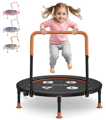 Image de Trampoline pour enfants - Trampoline de fitness avec élastiques, 91 cm - Pour les enfants de 1 à 6 ans. Avec bord de sécurité, pliable, poignée de maintien réglable. Adapté pour une utilisation en intérieur et en extérieur. Couleur : noir