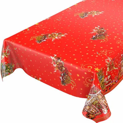 Produktbild von Tischdecke Wachstuch Weihnachten Rot Robust Wasserabweisend Breite 140 cm Länge 120 cm