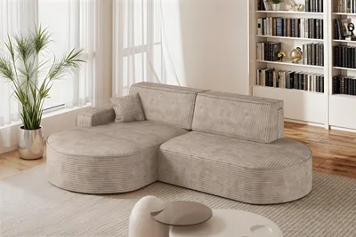 Produktbild von Ecksofa Schlafsofa Sofa VENEDIG Stoff Poso Beige Ottomane Links