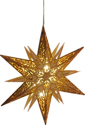 A star-shaped lantern hanging against a white background.