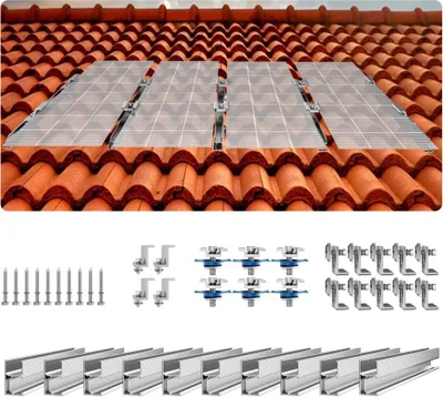 Produktbild von Solarmodul Halterung Montageset - 10x Montageschienen - 4x Endklemmen - Zubehör für optimale Solarpanel-Installation