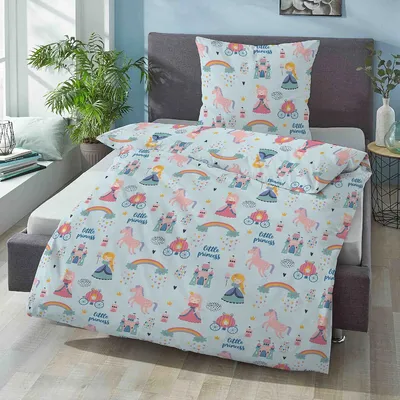 Produktbild von Biberna Feinbiber Bettwäsche Little Princess ciel 135x200 cm + 80x80 cm
