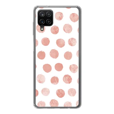 Produktbild von MuchoWow® Handyhülle Schutzhülle Hülle für Samsung Galaxy A12 Polka dots - Rosa - Weiß Silikon Softcase Handy Hülle - Bild
