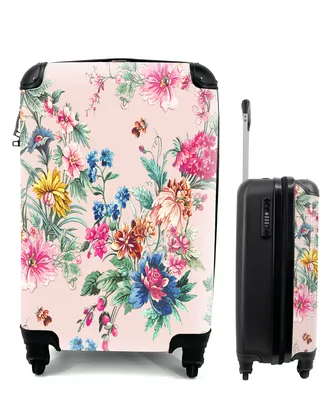 Produktbild von MuchoWow® Koffer Handgepäck Trolley Rollkoffer Kleine Reisekoffer mit 4 Rollen - Blumen - Pastell - Vintage - Cabin Size < 55x40x23 cm & 55x40x20 cm - Fotokoffer - Kabinenkoffer - Boardgepäck - Reise-Box - Reisekoffer - Reisegepäck - Koffer mit Bild - Trolley für Kinder