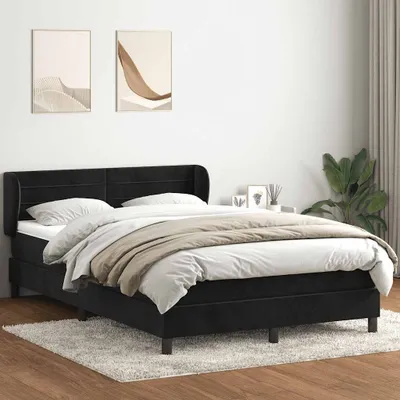Zdjęcie produktu dla Maison Exclusive - Łóżko kontynentalne z materacem, czarne, 160x210 cm, aksamit