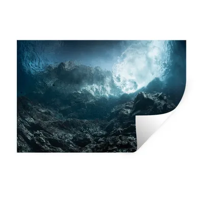 Produktbild von MuchoWow® Wandtattoo Wandsticker Wandaufkleber Dunkle Felsen unter Wasser 60x40 cm Selbstklebend und Repositionierbar - Wierderverwendbar - Selbstklebend