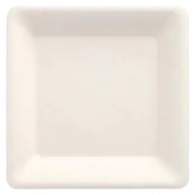Produktbild von PAPSTAR Teller aus Zuckerrohr "pure", eckig, 15,5 cm, weiß | Schrumpffolie (12 Stück)
