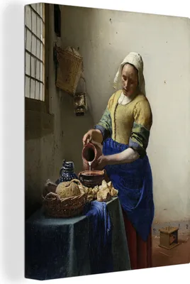 Produktbild von MuchoWow® - Leinwandbilder - Das Milchmädchen - Johannes Vermeer, Wandbild, Wanddeko Bilder Wohnzimmer, 30x40 cm