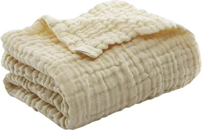 Produktbild von EMME Baumwolldecke Queen-Size fürs Bett, weich, groß, 6-lagig, Musselin-Bettdecken, 203,2 x 228,6 cm, leicht, atmungsaktiv, Ganzjahres-Mulldecke, Hellbraun