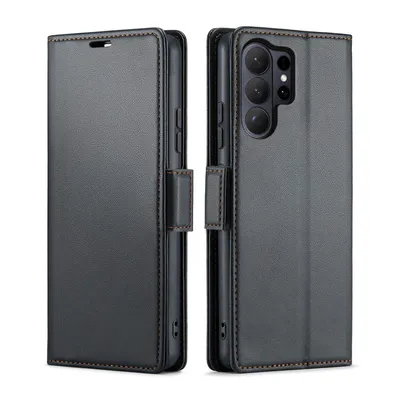 Produktbild von CLM-Tech Handyhülle kompatibel mit Samsung Galaxy S26 Ultra Hülle - Tasche aus Kunstleder - Klapphülle mit Ständer und Kartenfächern - Schutzhülle Wallet Case Cover schwarz