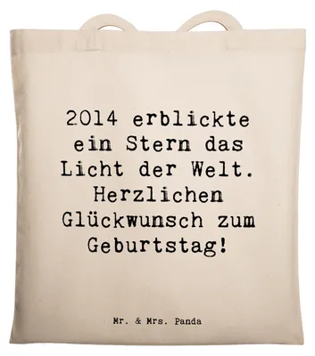 Produktbild von Mr. & Mrs. Panda Einkaufstasche Spruch 2014 Geburtstag Stern - Transparent - Geschenk, Tasche, Happy Birthday, Alter, Herzlichen Glückwunsch zum, Jutebeutel, Shopping