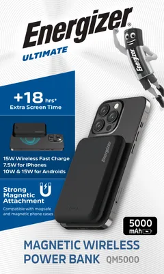 Image de QM5000 Batterie externe 5000 mAh, recharge sans fil magnétique 15 W, USB-C
