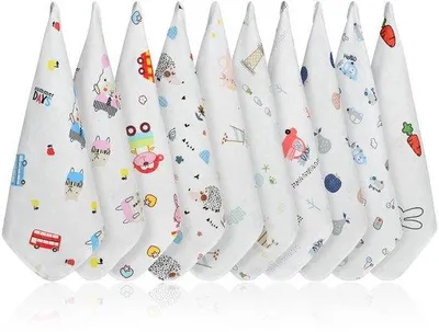 Produktbild von Unyqoos® 10er-Set Baby-Waschlappen aus 100% Baumwolle (Musselin), 30 x 30 cm – weich, saugfähig & hypoallergen