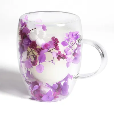 Image de Verres à café à double paroi avec motif floral, 350 ml. Gobelets isothermes pour latte macchiato, cappuccino, thé
