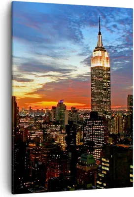 Produktbild von Bild auf Leinwand - LeinWandbild Einteilig - Amerika gebäude sonnenuntergang wolkenkratzer - 50x70cm - Wand Bild - Wandbilder - Leinwanddruck - Wanddekoration - Leinwand bilder - Wandbild PA50x70-2125