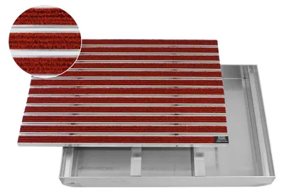 Produktbild von Emco Eingangsmatte DIPLOMAT + Bodenwanne 75mm Aluminium, Rips Rot,Größe:75x50cm