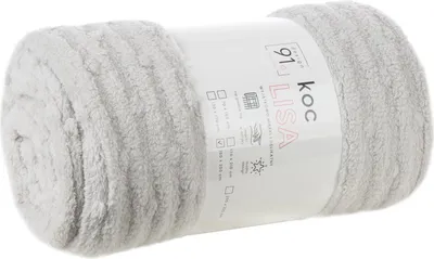 Immagine prodotto di Coperta per sedia in microfibra 70x160 argento Lisa morbida con motivo a righe in rilievo D91