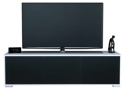Produktbild von InnoFurn TV-Lowboard Elena, 3 Türen, Push-to-Open, Weiß matt/Schwarz matt, 152,5 x 43 x 37 cm