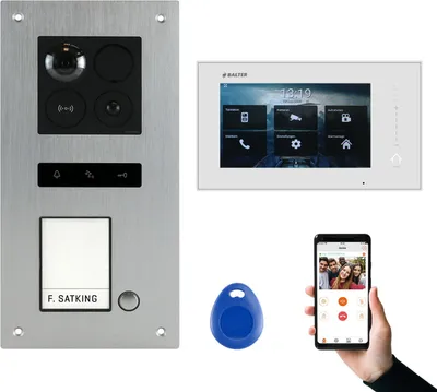 Produktbild von BALTER ERA Silber RFID 2-Draht BUS IP 7" WiFi Video Türstation 150° Weitwinkelobjektiv iOS Android App für 1 Familienhaus