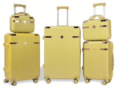 Produktbild von Koffer-Set – Reisegepäck – Reisekoffer – Trolley – Handgepäck – Gelb – 5-teiliges Set, 12-28 Zoll