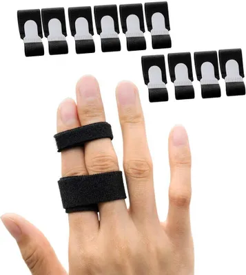 Produktbild von Sumifun 10x Trigger Finger Schiene, buddy loops, fingerbandage für kleiner finger, mittelfinger, ringfinger, Verstellbare Fingerschutz