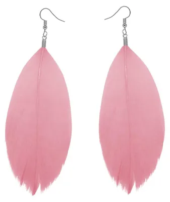 Produktbild von Boho Feder Ohrringe Statement Ohrhänger Bunt Leicht Damen Hippie Schmuck - rosa
