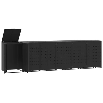 Produktbild von vidaXL Mülltonnenbox für 6 Tonnen Schwarz 414x79x117 cm Stahl