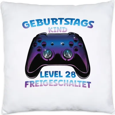 Produktbild von Geburtstagskind Level 28 Freigeschaltet Kissen Happy Birthday Geburtstag Alles Gute Controller Konsole Game Spiel