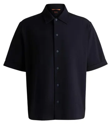 Image de Boss - Chemise « Lapoully » pour homme, style décontracté, manches courtes GT21176 (M) (bleu foncé)