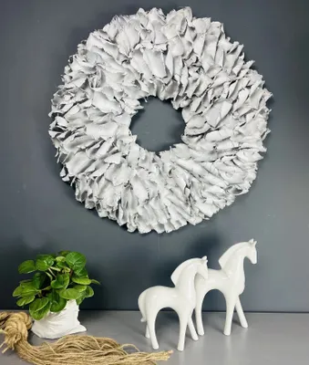 Produktbild von Shabby Blütenkranz weiß Tür Kranz Wandkranz 40 cm