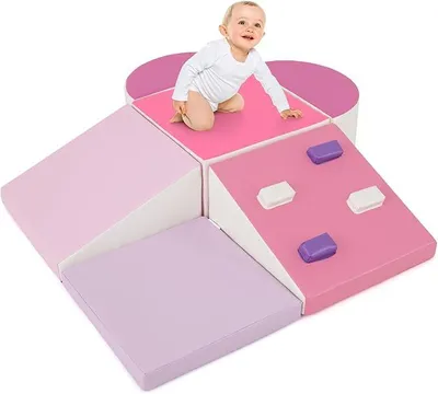 Imagen del producto de 6 bloques de espuma para construcción, ideales para niños, bloques de espuma suaves para bebés (rosa)