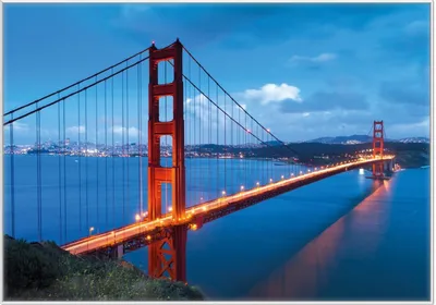 Produktbild von Wallario Wandbild Golden Gate Bridge in San Francisco  USA, Größe: 70,30 x 100,30 cm, Poster mit weißem Kunststoffrahmen