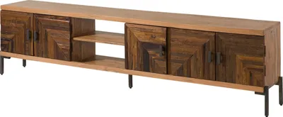 Image de MASSIVMOEBEL24 | Meuble TV en Bois de récupération 240x63x40 naturel laqué LYON #121