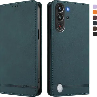 Obrázek produktu pro Pouzdro pro ZTE nubia RedMagic 10 Pro, retroPolyuretankožené flip pouzdro s stojánkem a přihrádkami na karty Zelený