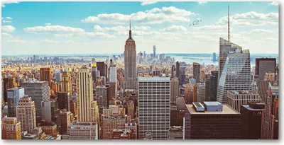 Produktbild von Tulup® Glas-Bild - 100x50 -Wandkunst - Wandbild hinter gehärtetem Sicherheitsglas  - Sehenswürdigkeiten & Architektur - New York - Blau