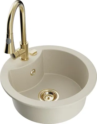 Image de Mexen Diego 1 bac en granit avec mitigeur Elia, Beige - 6512-69-670101-50