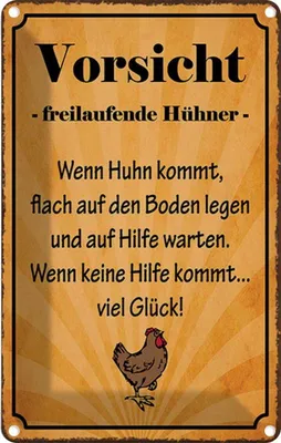 Produktbild von vianmo Blechschild 18x12 cm Vorsicht freilaufende Hühner Warnschild Hinweisschild Sicherheit