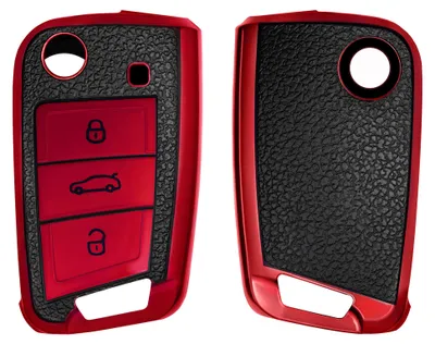 Produktbild von kwmobile Autoschlüssel Hülle kompatibel mit VW Golf 7 MK7 3-Tasten Autoschlüssel - Schlüsselhülle Cover Rot Schwarz