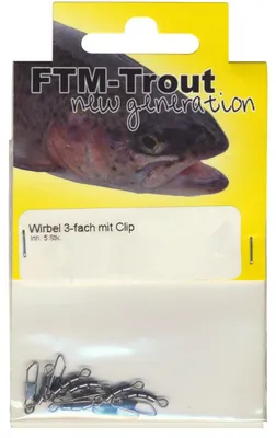 Produktbild von FTM Trout New Generation 3fach Wirbel mit Clip - 5 Forellenwirbel, Größe/Tragkraft:Gr. 7 / 9kg