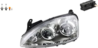 Produktbild von Johns, Scheinwerfer passend für Opel Corsa C 03-12/09 Links + Leuchtmittel + Stellmotor 6207115 93178195 1216293 1216177 93177646 93188581