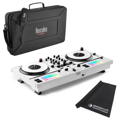 Immagine prodotto di Hercules DJ Controller Inpulse T-7 bianco con borsa e panno