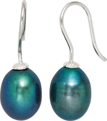 Produktbild von JOBO Ohrhänger 925 Sterling Silber rhodiniert 2 dunkle Süßwasser Perlen Ohrringe