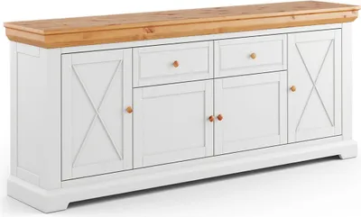Produktbild von Kommode Marone Elite Sideboard Massivholz geölt Ausführung wählbar,200cm,weiß / Kiefer Natur